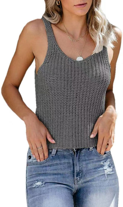 New Solid Color Fashion Camisole Home Ice Silk Knitted Women