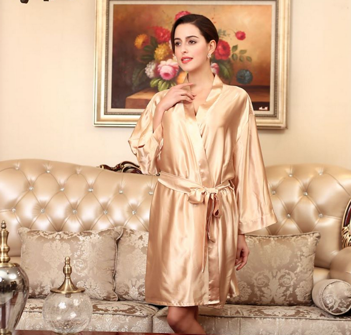 Pajamas Women  Spring Summer Silk Ice Silk Robe Foreigners plus Size Bathrobe Morning Gowns Ladies Summer Loungewear