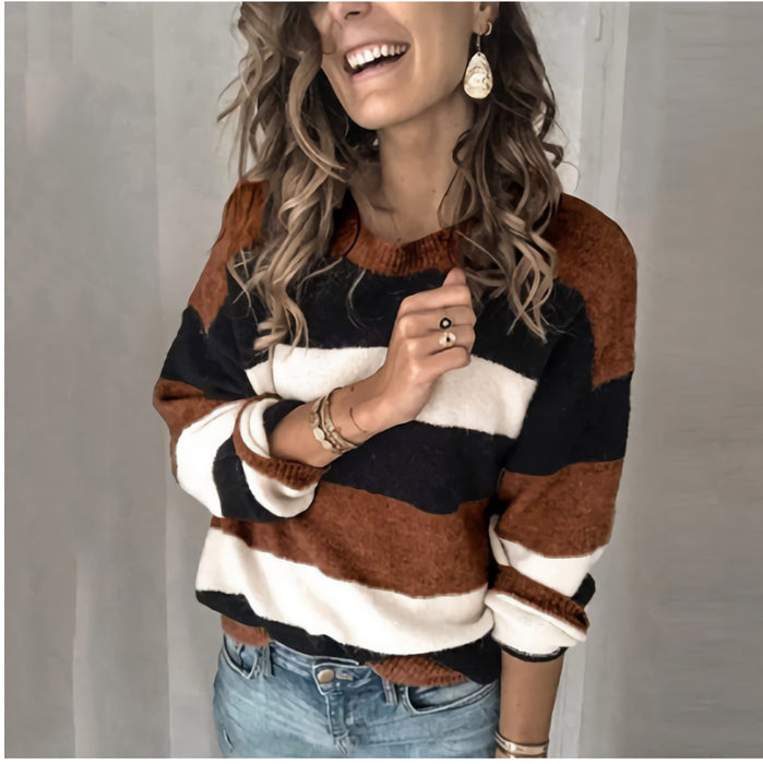 Autumn Winter Women Striped Bottoming for Women Sweater