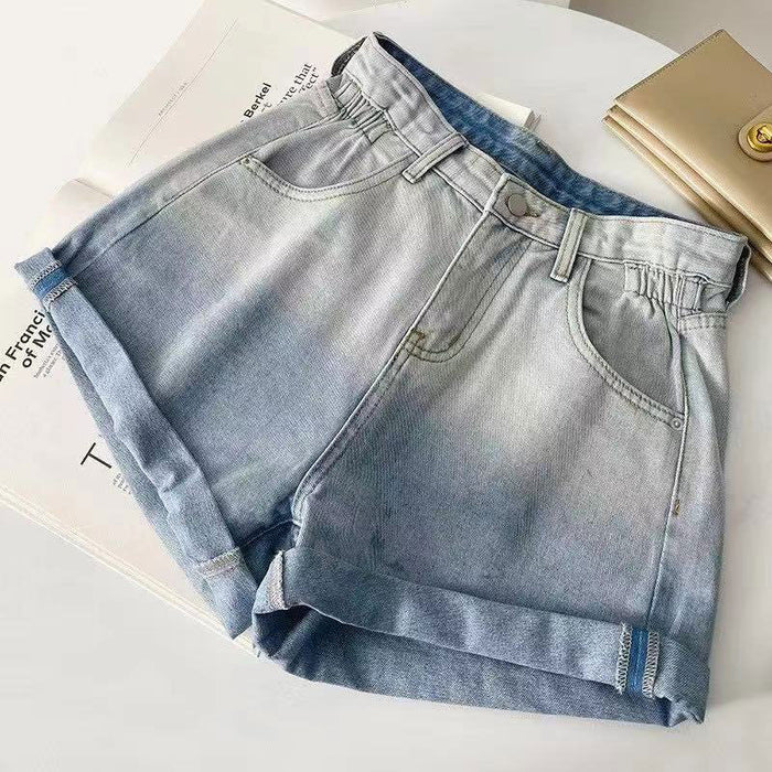 Summer Gradient Denim Shorts Women Jeans