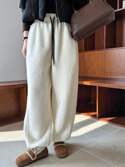 Autumn Winter Woolen Woolen Casual Pants Sweatpants Women Autumn Winter Thickening Lamb Wool Ankle Banded Pants