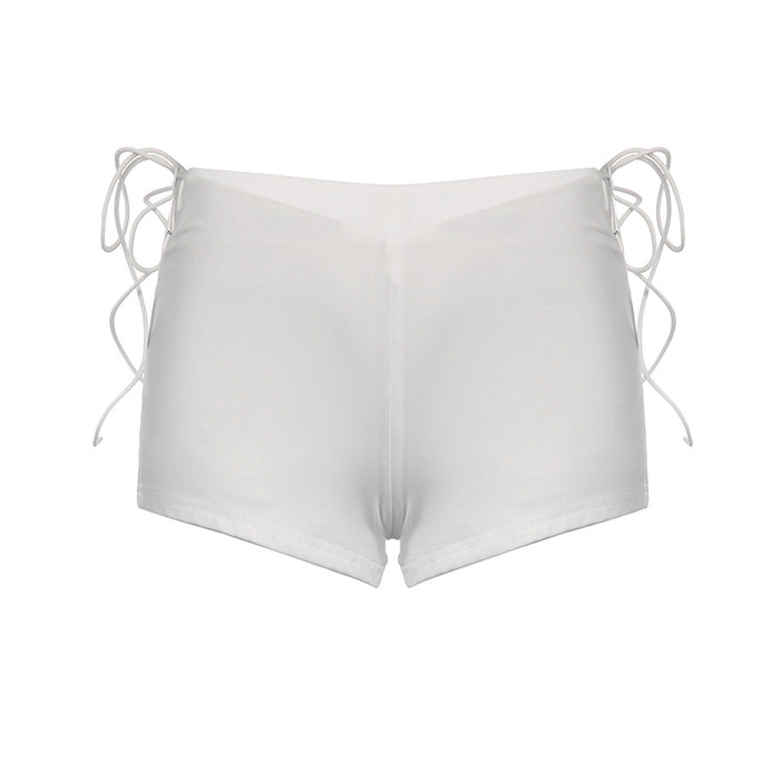 Niche Pure Sexy Hollow Out Cutout Out Tied Low Waist Sexy Sports Casual Stretch Mini Shorts