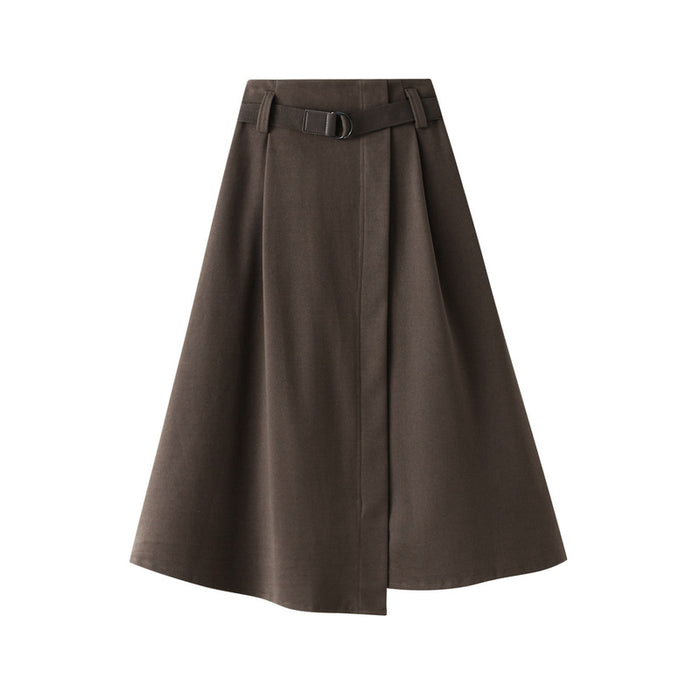 Irregular Asymmetric Skirt for Women Autumn Korean High Waist Slimming Mid-Length A- line Big Hem Skirt