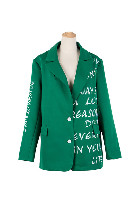 Spring Women Clothing Printing Collared Blazer