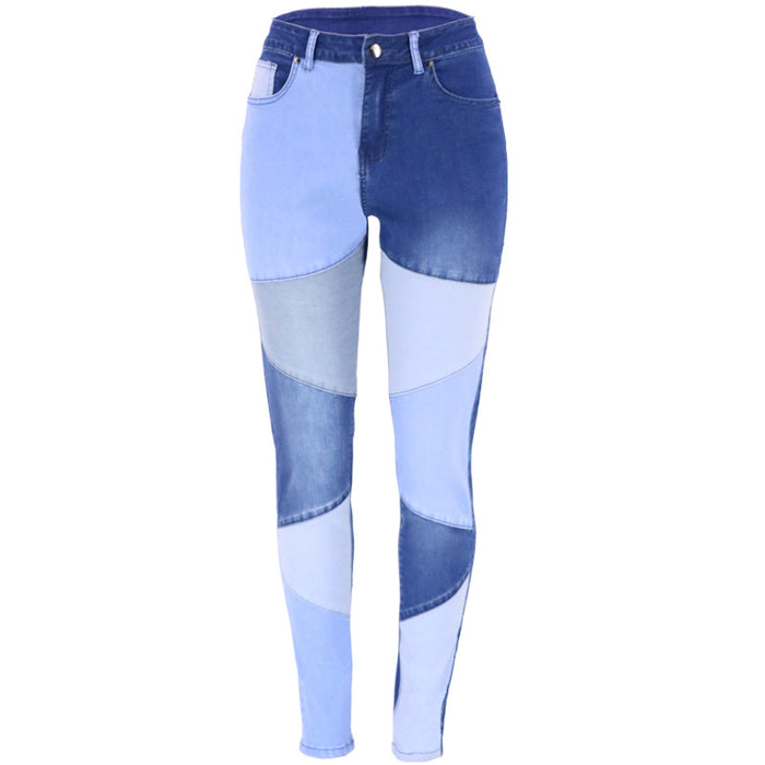 Special Patchwork High Elastic Shaping Women Jeans Plus Size