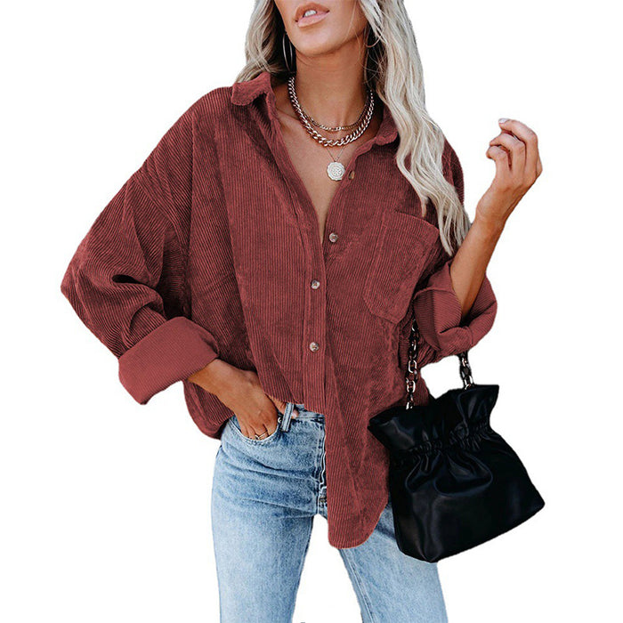 Autumn Winter Women Clothing Oversize Women Corduroy Loose Casual Shirt