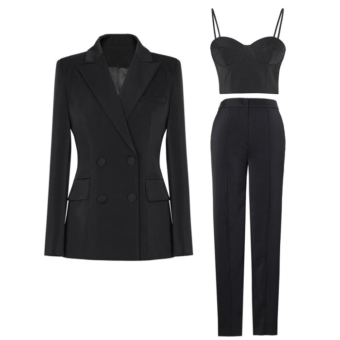 High Quality Casual Office Internet Celebrity Business Women  Blazer Suit  Set Three Piece Suit