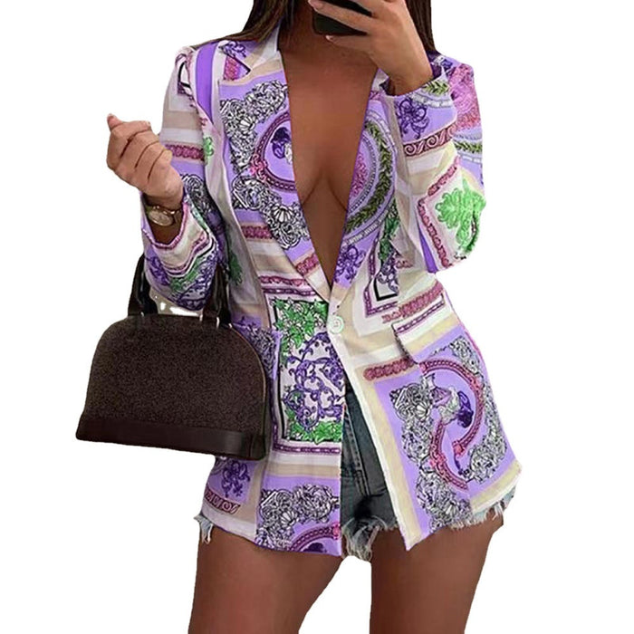 New Autumn Winter Long Sleeve Sexy Print Small Blazer