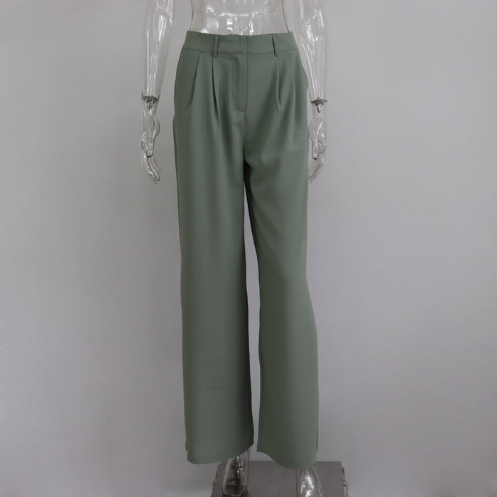 Spring Autumn   Office Work Pant Women  Casual High Waist Figure Flattering Straight Leg Pants