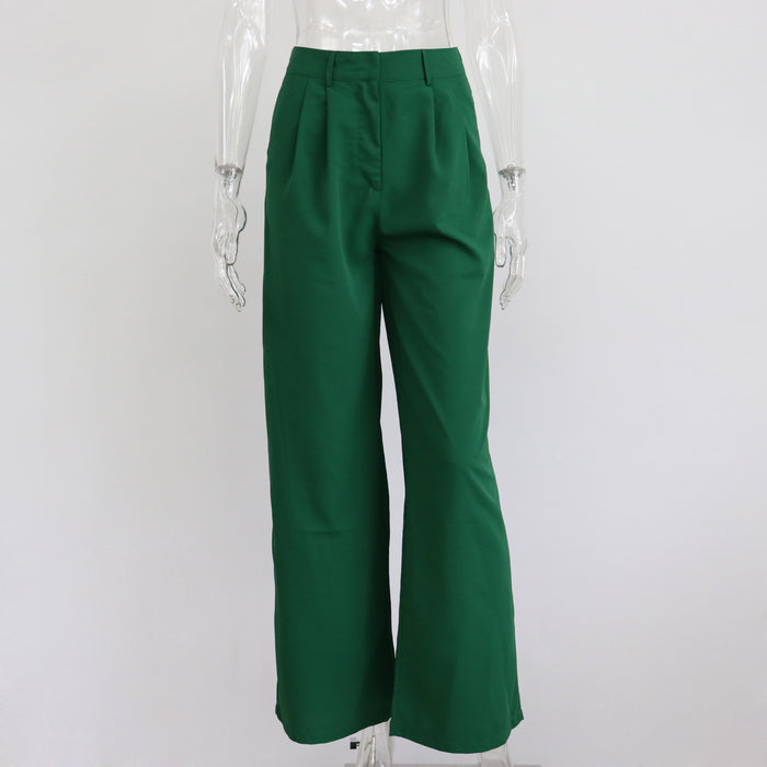 Spring Autumn   Office Work Pant Women  Casual High Waist Figure Flattering Straight Leg Pants