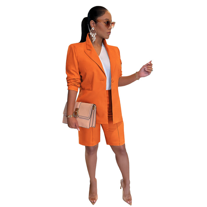 Women Clothing Blazer Shorts Two Piece Suit Spring Summer Casual Suit