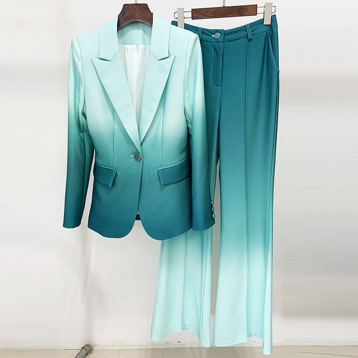 Goods Stars Gradient Color Slim Suit Flared Pants Suit Two Piece Suit