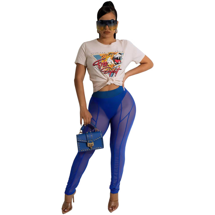 Women Clothing Sexy Mesh See through Pants Trousers Women Clothing