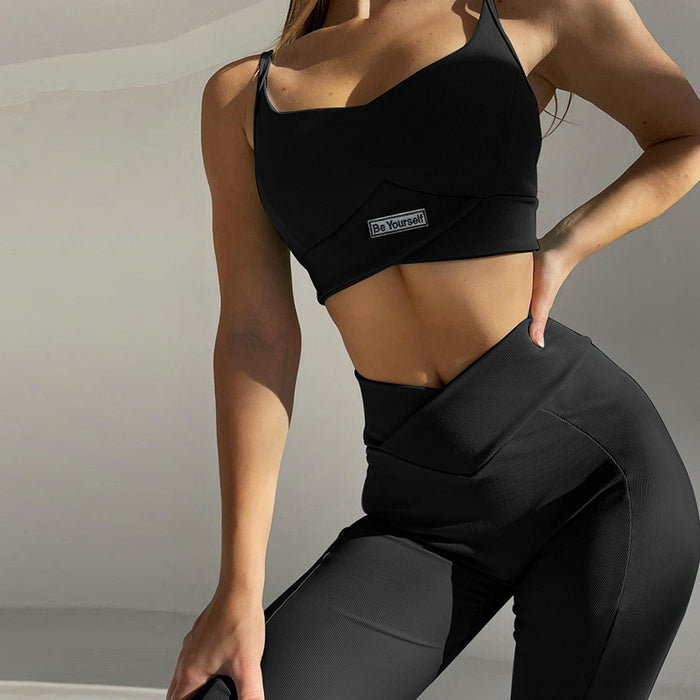 Tight Sexy Suspenders Waist Slimming Hip Lifting Trousers Casual Sports Two Piece Set