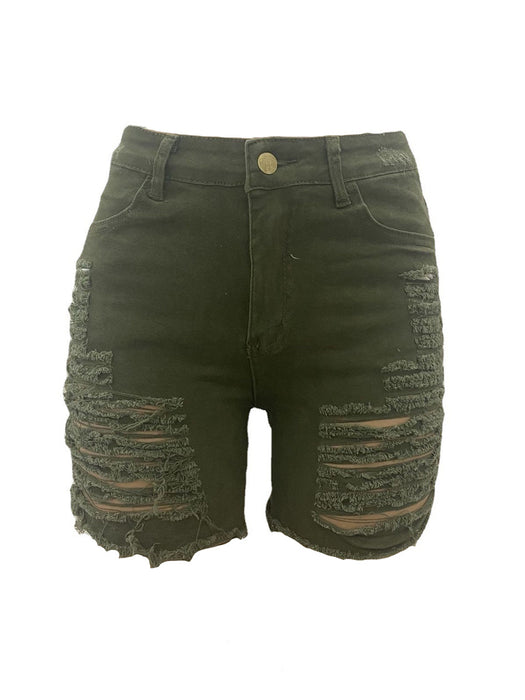 High Elastic Worn Ripped Jeans Denim Shorts Women