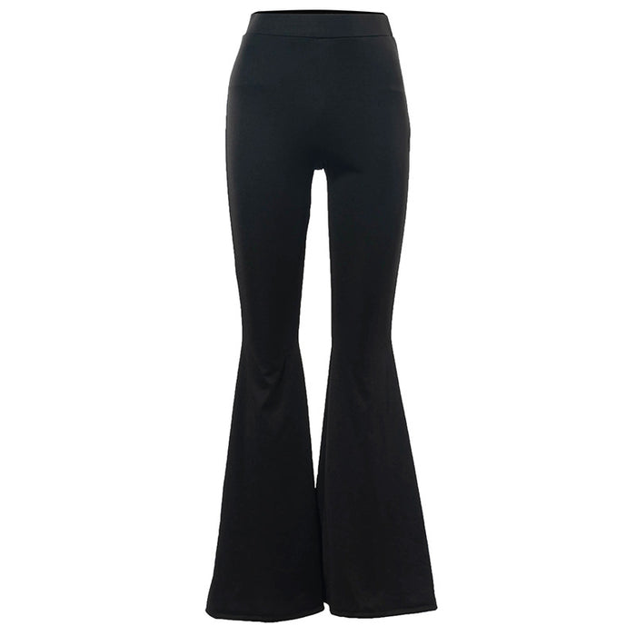 Spring New Casual Solid Color High Waist Slim Fit Big Flared Trousers Women Clothing