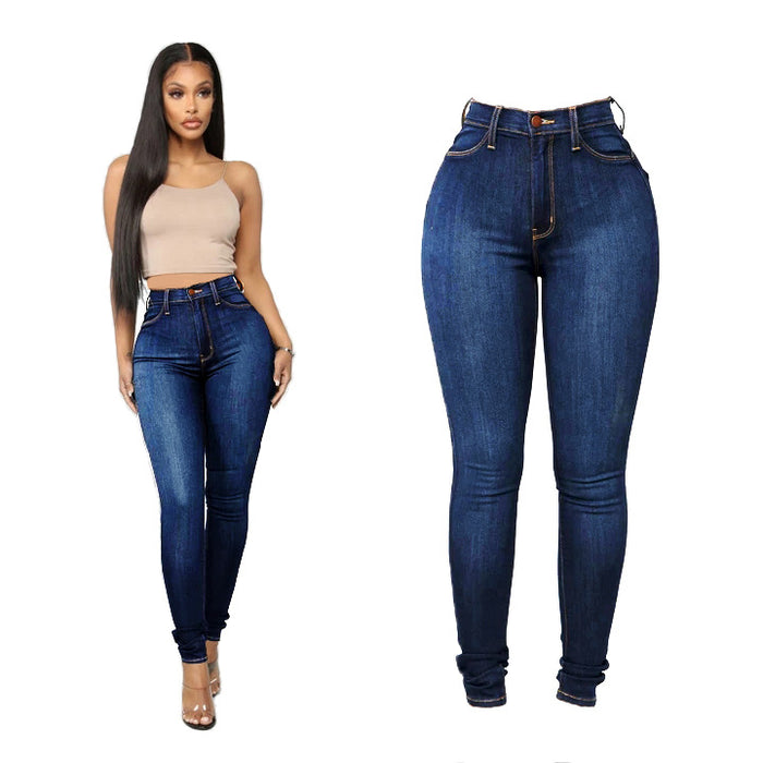 Spring Women  Wear High Waist High Elasticity Slim Fitting Ankle Tied Pen Holder Women Jeans