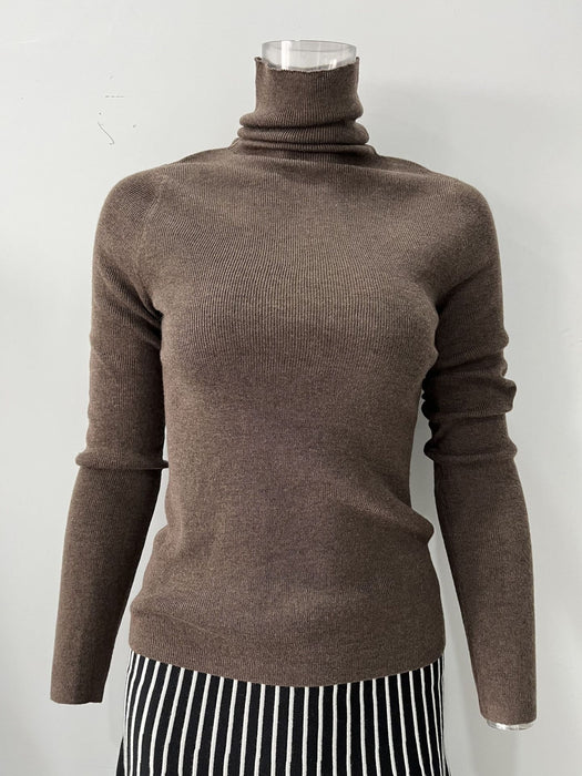 Autumn Winter Heap Collar Long Sleeves Wool Blended Stretch Slim Fit Pullover Knitting Sweater Bottoming Shirt