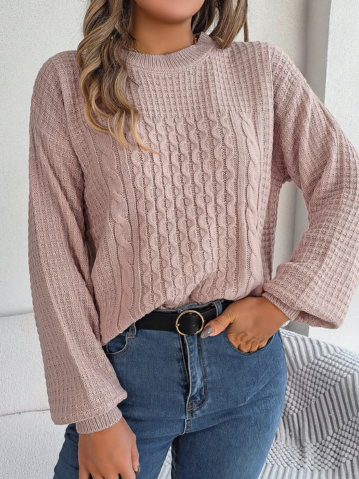 Autumn Winter Casual Solid Color Twist Lantern Sleeve Pullover Sweater Women Clothing