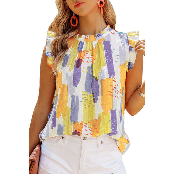 Summer Loose Sleeveless Top Ladies Color Printed Vest