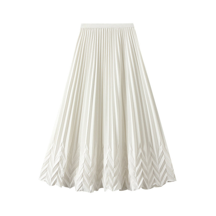 High Grade Water Ripple Pleated Pleated Skirt Women Summer Swing Slimming Drape Midi A line Skirt