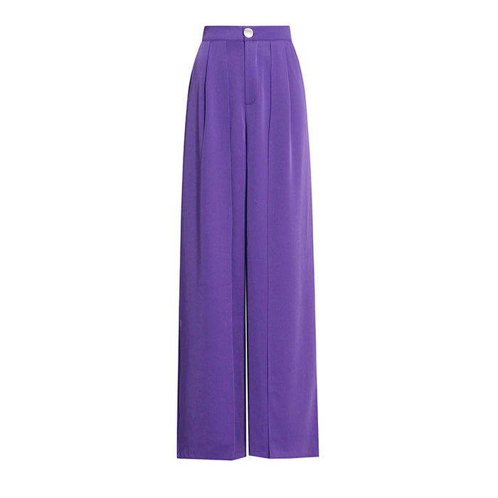 Personality Straight High Waist Wide Leg Pants Autumn Simple Elegant Solid Color Loose Casual Work Pant