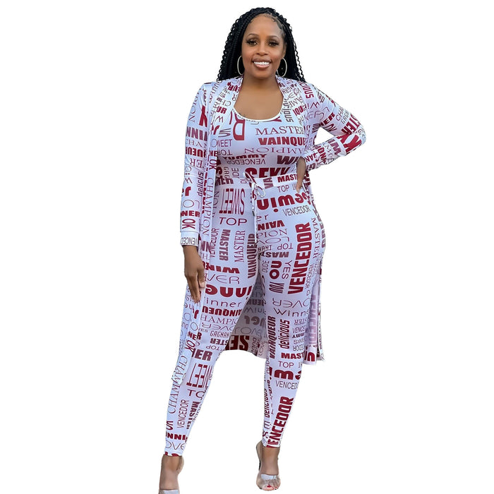 Sexy Casual Printed Cardigan Long Sleeve Three Piece Suit Nightclub Uniforms