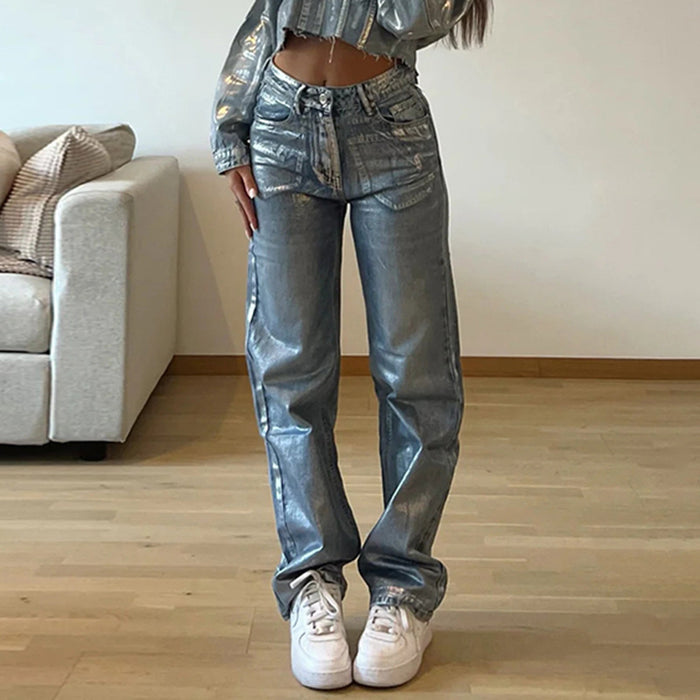 Personalized Tie Dyed Washed Worn Jeans Women Loose Drooping Straight Leg Pants Mop Trousers Autumn