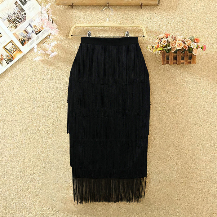 High Waist Stitching Tassels Slim-Fit Hip Skirt Party Pencil Skirt plus Size Women Skirt Skirt Plus Size