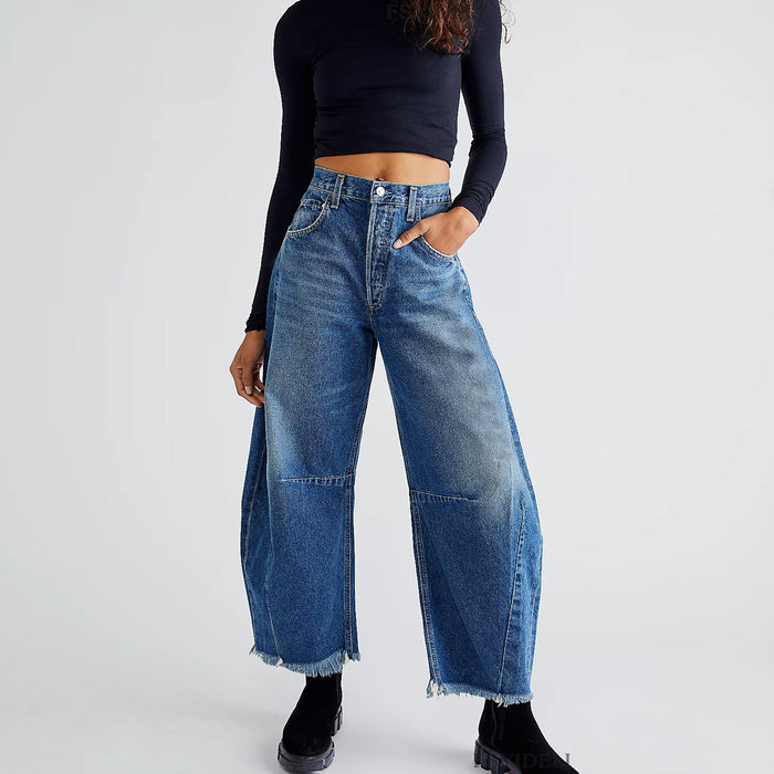 Straight Jeans Multi Color Cropped Pants Casual Wide Leg Jeans for Women