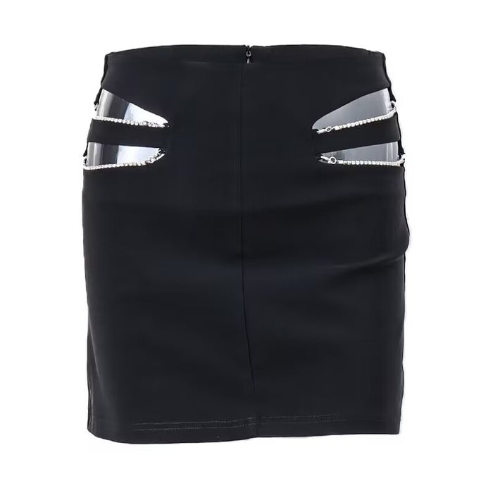 Fall Women Clothing Sexy Metal Stitching Sheath Skirt