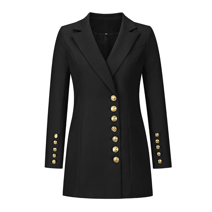 Business Suit Dress Autumn Winter Women Long Sleeve Single Breasted Waist-Controlled