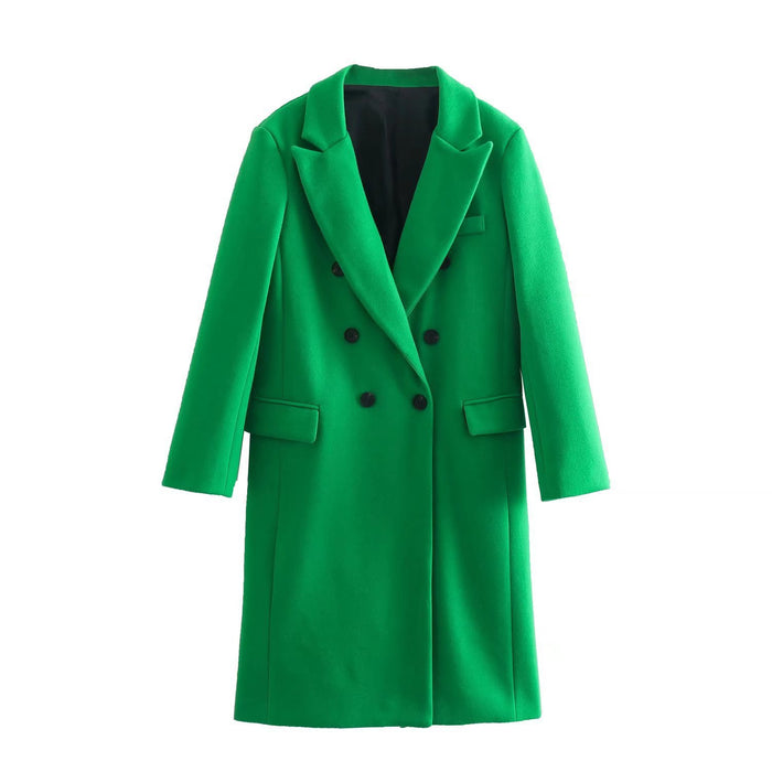 Spring Elegant Slightly Mature Woolen Slim Overcoat Coat for Women