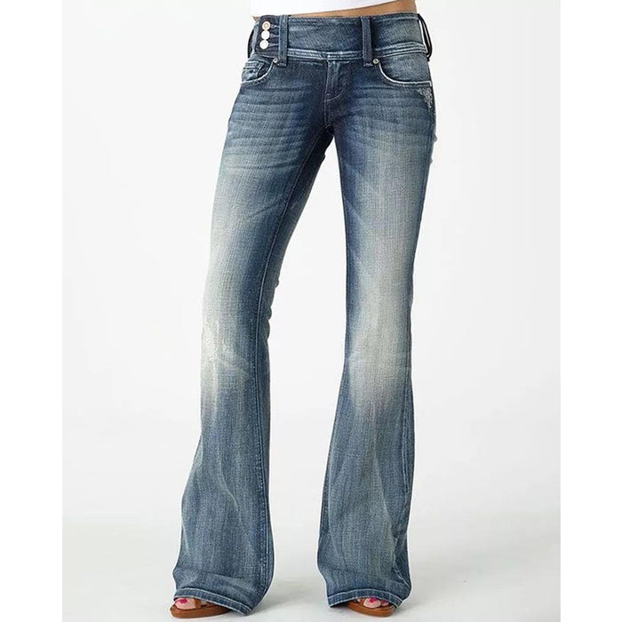 Popular Vintage Side Button Mid Waist Skinny Jeans