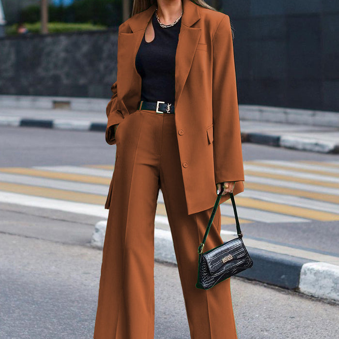 Autumn Winter Solid Color Long Sleeve Beauty Clothing Casual  Outer Wear Two Piece Set