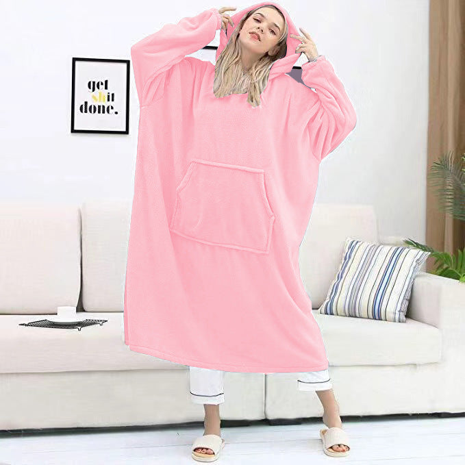 Couple Nightgown Double Sided Flannel Extended Hooded Pajamas Women Nightdress Pajamas Pajamas