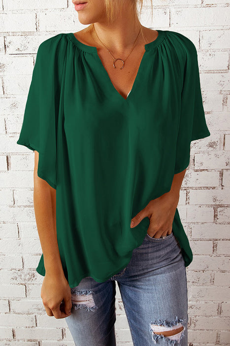 Spring Summer Summer New Loose Half Sleeve T-shirt Ladies V-neck Pullover Top