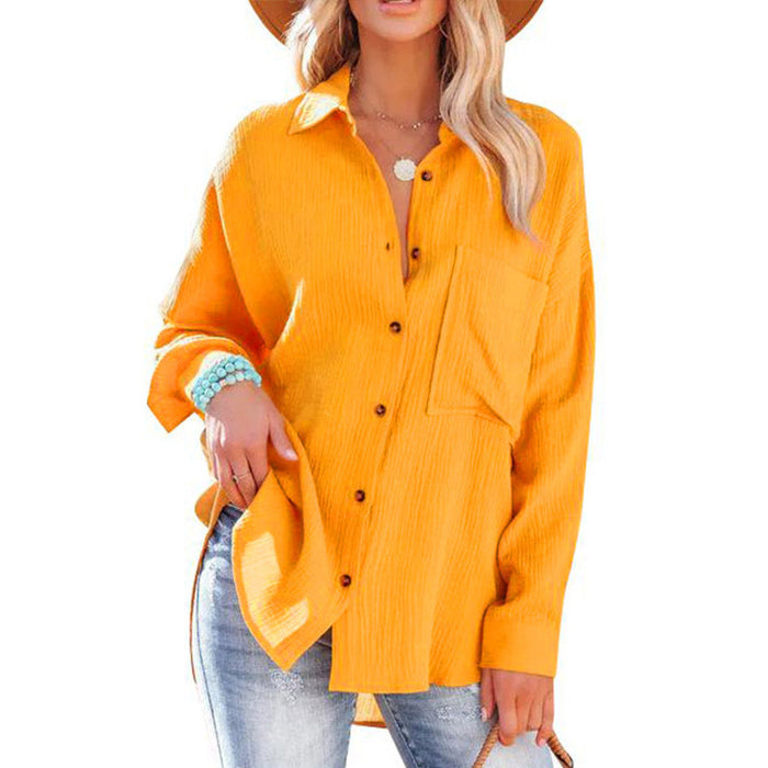 Women Clothing Spring Summer Drop Shoulder Batwing Shirt Casual Long Sleeve Shirt for Women