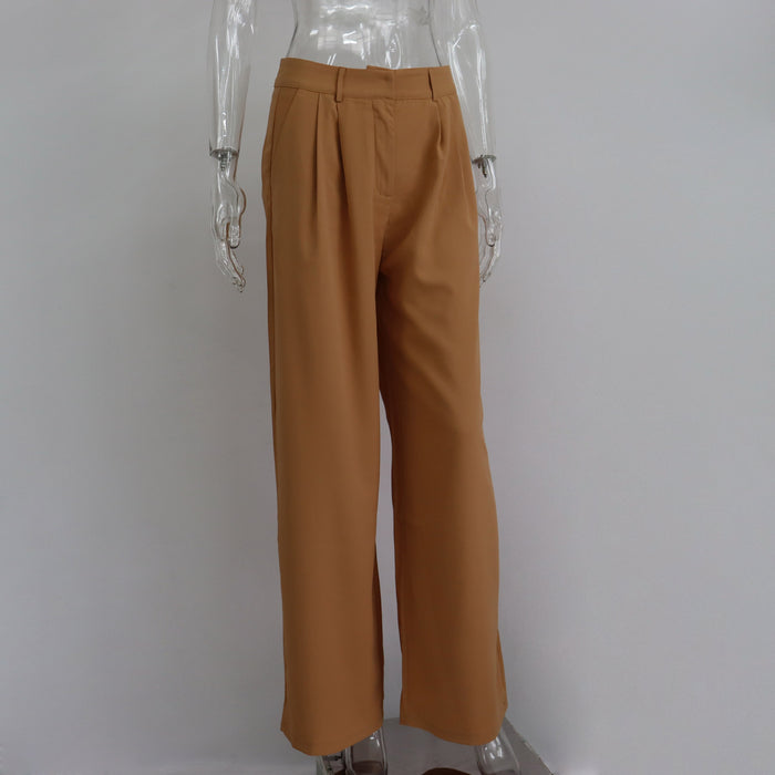 Spring Autumn   Office Work Pant Women  Casual High Waist Figure Flattering Straight Leg Pants