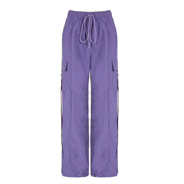 Street Loose Idle Casual Low Waist Wide Leg Pants Work Clothes Pockets Drooping Straight Woven Trouser