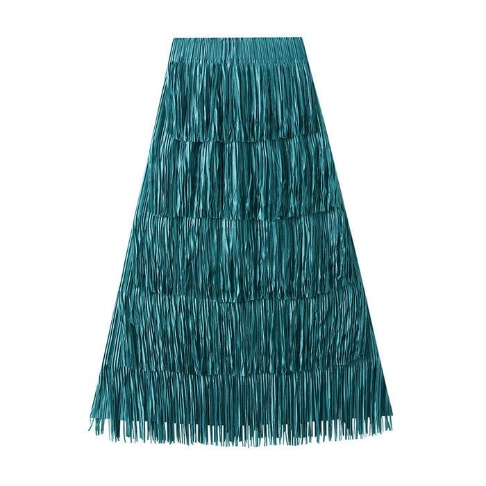 Summer High End Pleated Niche Tassle All-Matching Youthful Looking Slimming Skirt