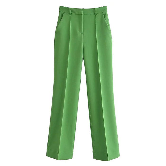 Spring Women Clothing Ribbed Straight-Leg Pants