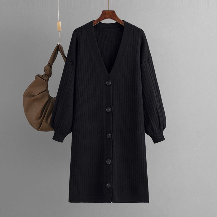 Sweater Coat Cardigan Women Thickened Outer Wear Autumn Winter Lazy Knitwear Loose Mid Length