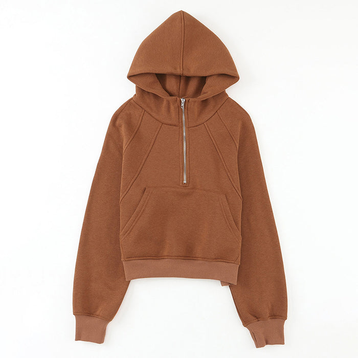 Solid Color Pullover Sweatshirt Women Autumn Hooded Top Women