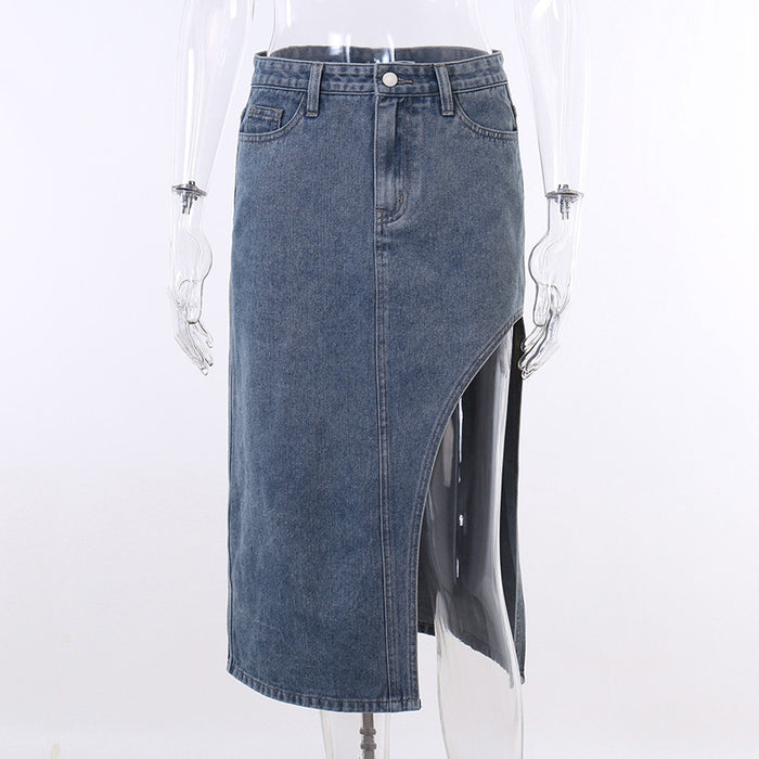 Summer Slim Fit Hip Skirt Women Side Slit Denim Women Clothing