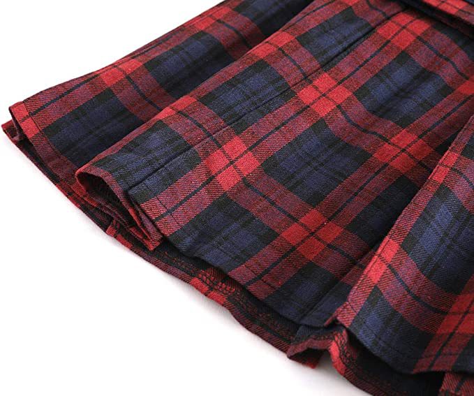 Four Seasons A Line Scottish Plaid Elastic Four Colors With Zipper Cotton Pleated Base Short Pantskirt