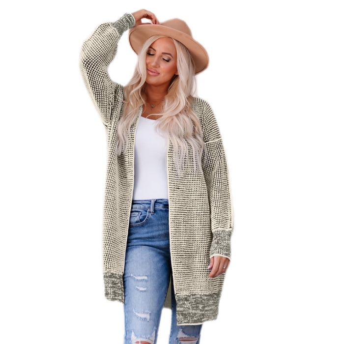 Autumn Winter Women Clothing Mid Length Knitted Smocking Women Sweater Cardigan