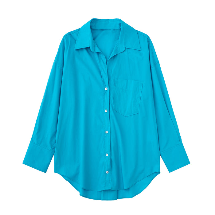 Summer Solid Color Multicolor Poplin Loose Shirt