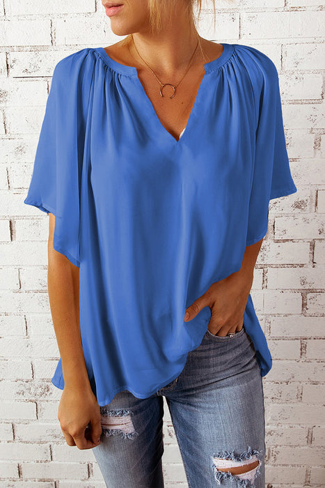 Spring Summer Summer New Loose Half Sleeve T-shirt Ladies V-neck Pullover Top