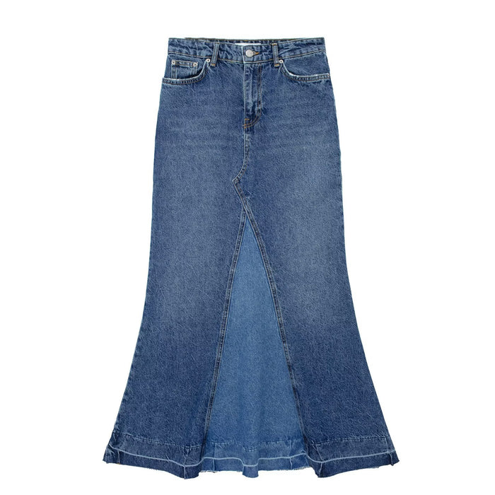 Spring Women Clothing Patchwork Denim Skirt